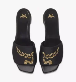 Strass Logo Heel Sandals