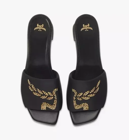 Strass Logo Heel Sandals