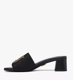 Strass Logo Heel Sandals
