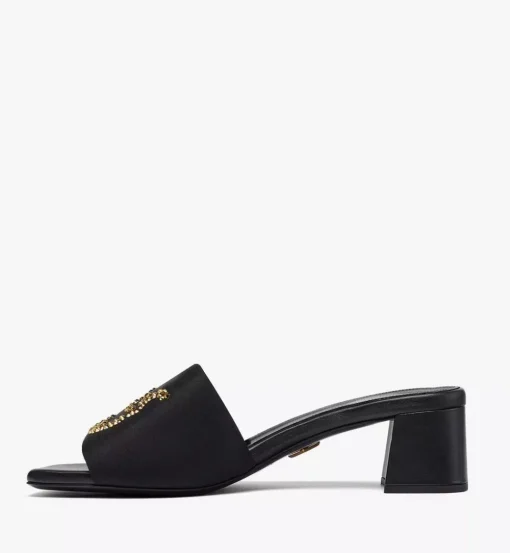 Strass Logo Heel Sandals