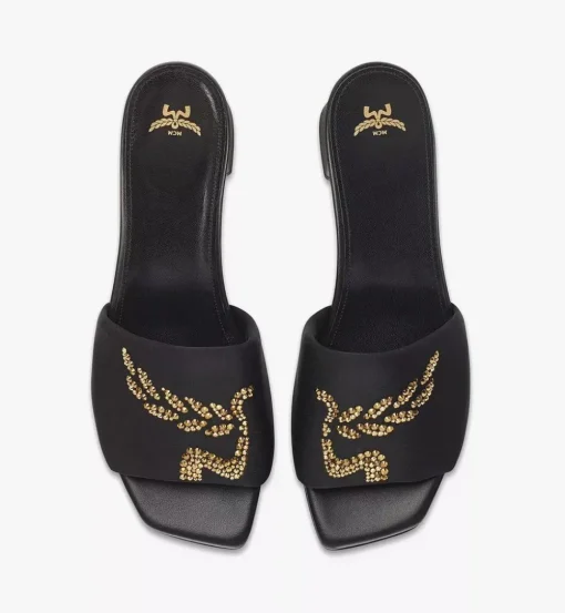 Strass Logo Heel Sandals