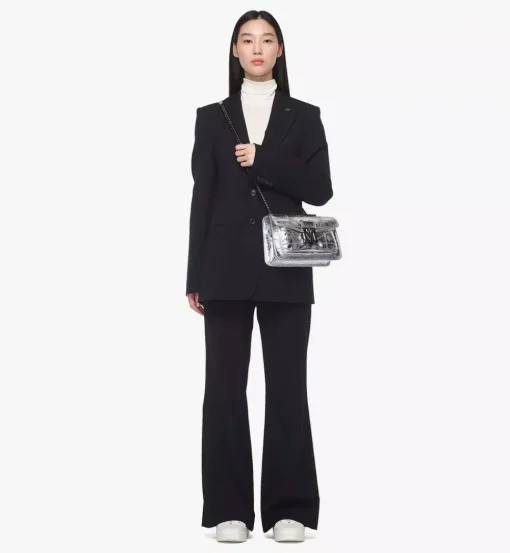 Travia Quilted Shoulder Bag In Crash Calf Leather