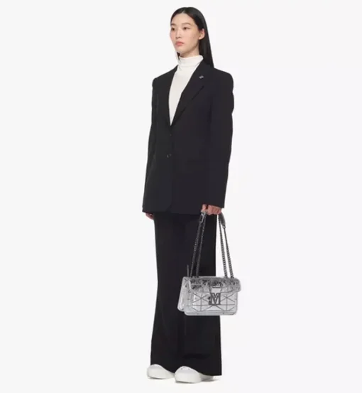 Travia Quilted Shoulder Bag In Crash Calf Leather