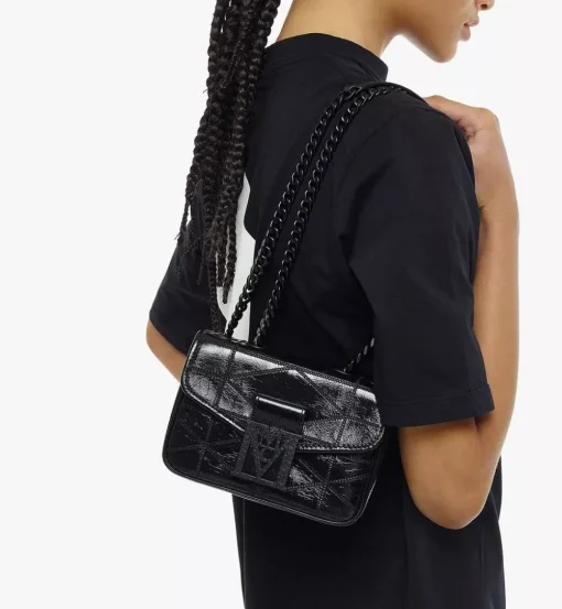 Travia Quilted Shoulder Bag In Crushed Leather
