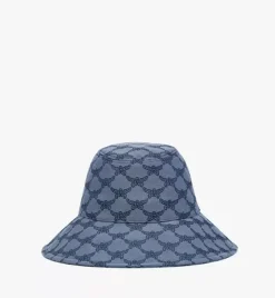 Wide Bucket Hat In Lauretos Denim Jacquard