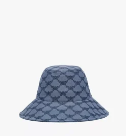 Wide Bucket Hat In Lauretos Denim Jacquard
